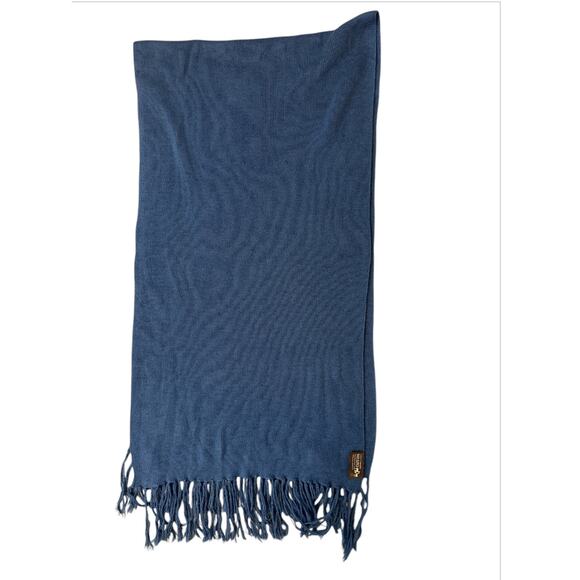 100% Baby Alpaca Indigo Blue Weave Brushed Fringed Scarf Wrap Neck Warmer 80x22” - Picture 3 of 4